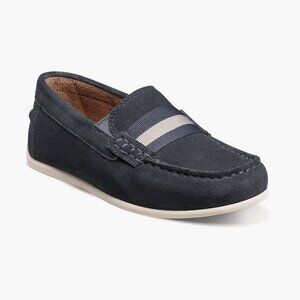 New in Box Florsheim Jasper Jr.  Boys Moc Toe Strap Loafer in Gray Suede Sz 13M